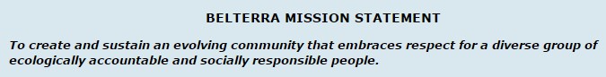 Banner quoting Belterra mission statement.